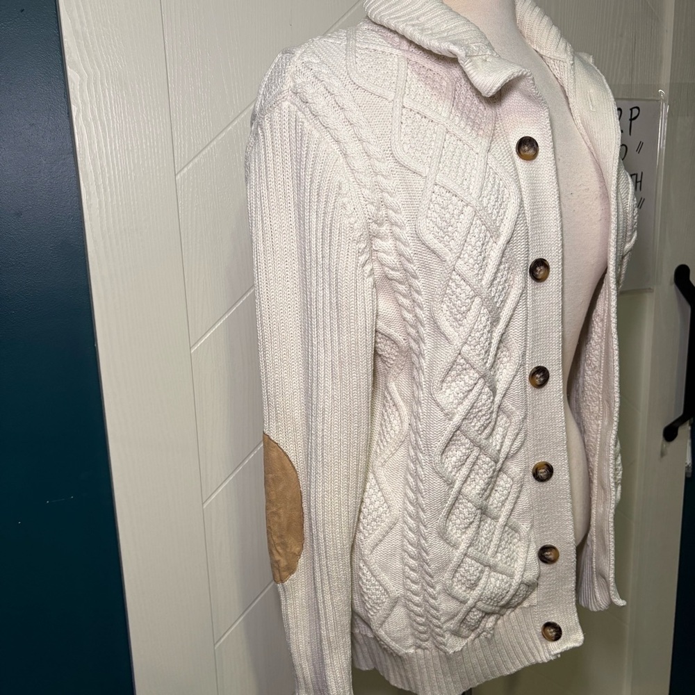 Swedish Cotton Cable‎ Knit Cardigan | heritage alpine sweater-Medium/ grandpa - Picture 4 of 16